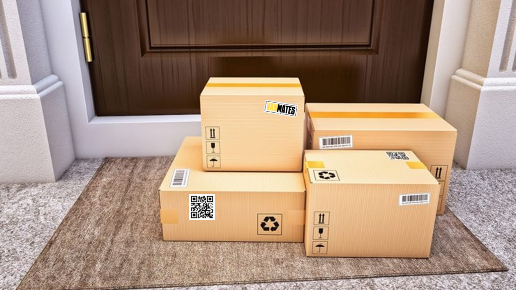 Delivery boxes on the door mat